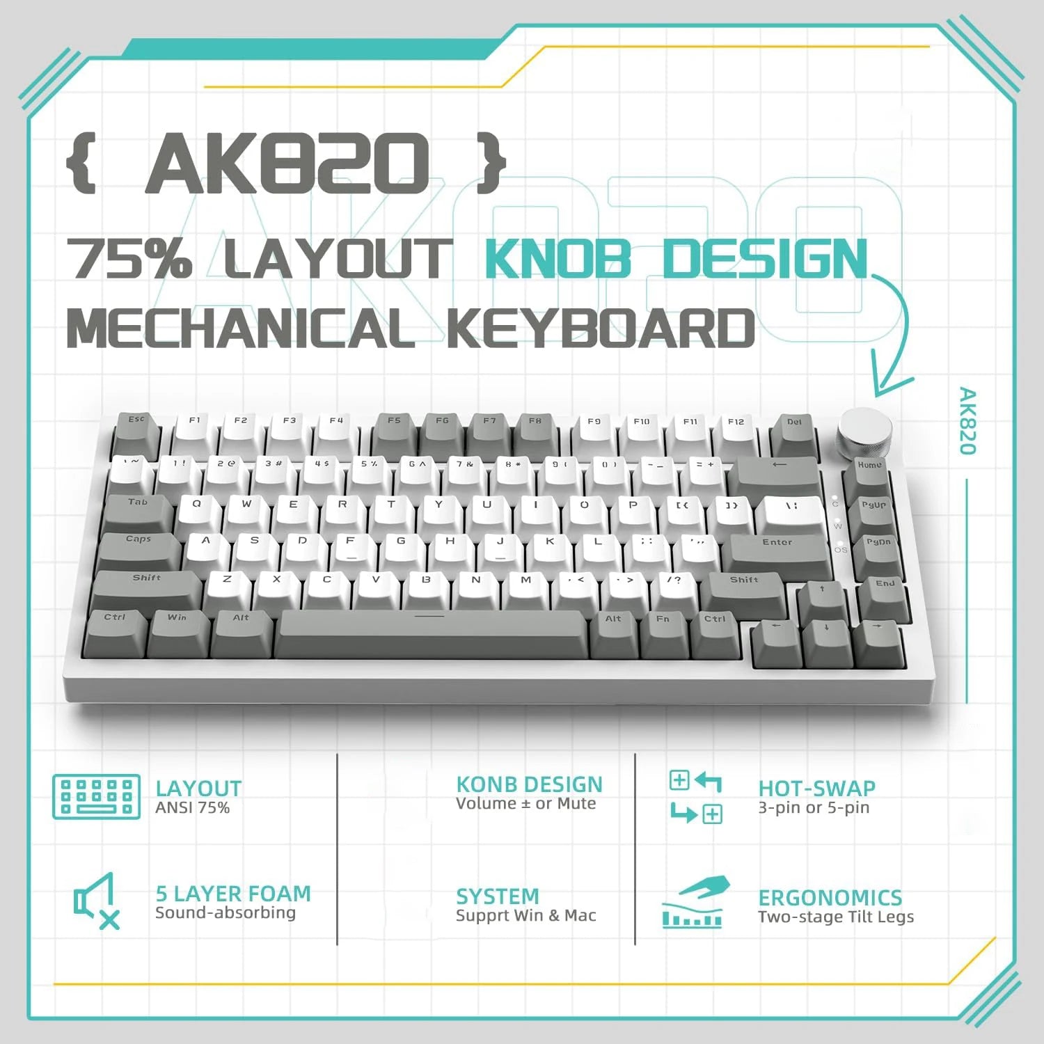 Ajazz AK820 Pro Gaming Mechanical Keyboard
