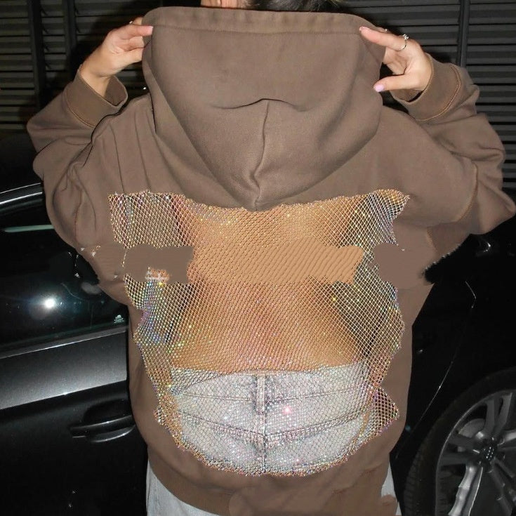 Backstage Crystal-Mesh Hoodie: Sparkling Breathable Comfort ✨