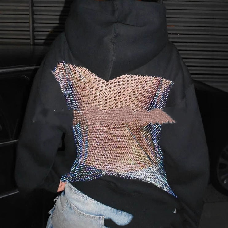 Backstage Crystal-Mesh Hoodie: Sparkling Breathable Comfort ✨
